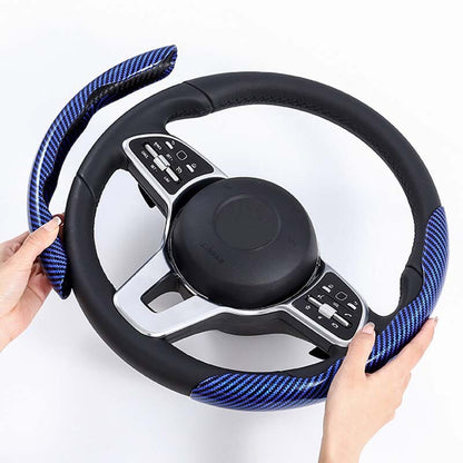Premium Leather Steering Wheel Cover with Carbon Design
