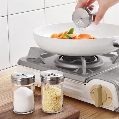 Clear Glass Spice Container Set