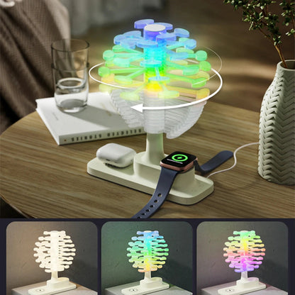 Twisted Wood Desk Lamp with Built-in Wireless Charger