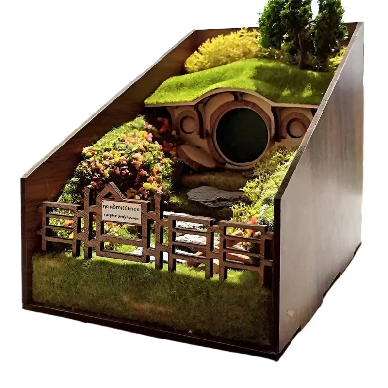 Unique Wooden Book Stands with Mini Scene Design