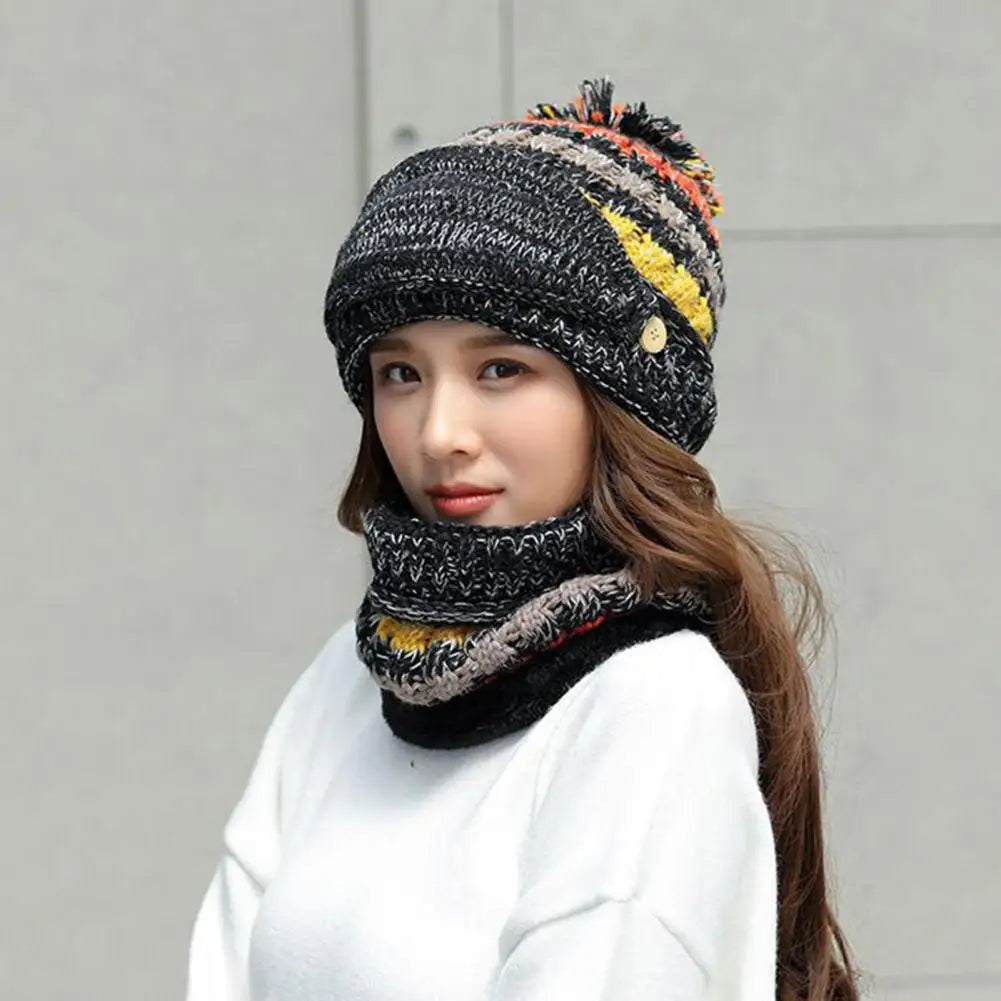 Soft Winter Beanie Scarf Set with Fleece Lining