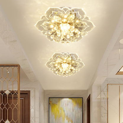 Stylish Floral LED Ceiling Lamp | Color Changing Crystal Light