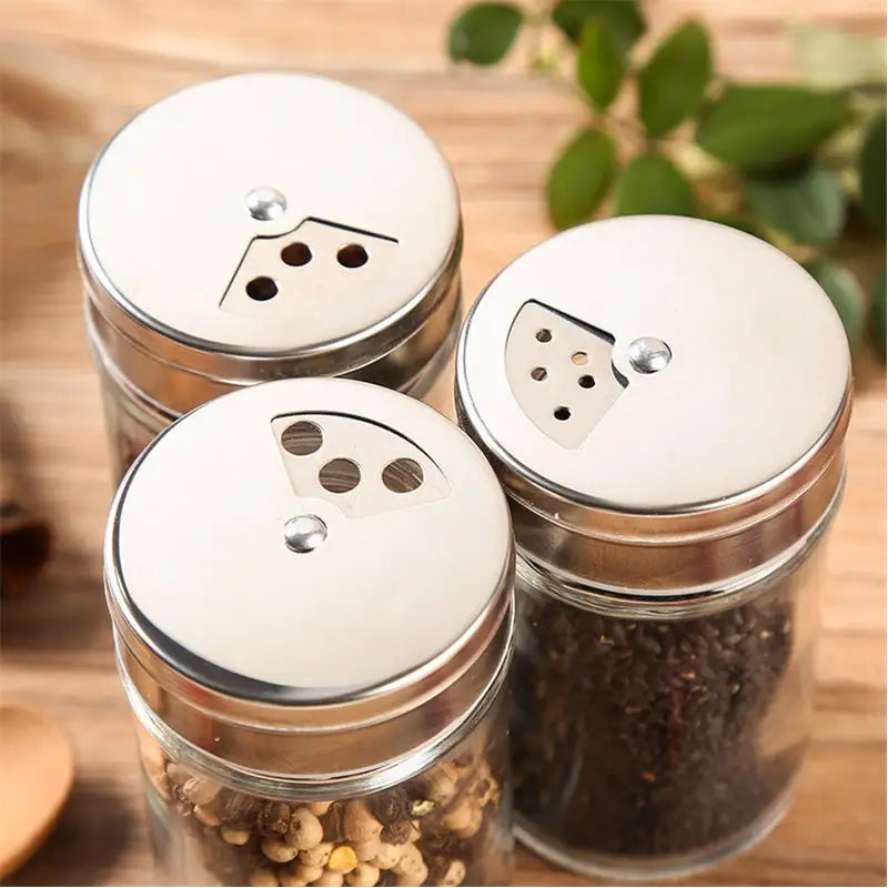 Clear Glass Spice Container Set