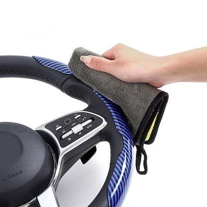 Premium Leather Steering Wheel Cover with Carbon Design