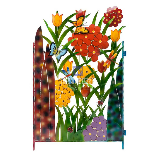 Vibrant Outdoor Metal Fence with Floral Design - Befez