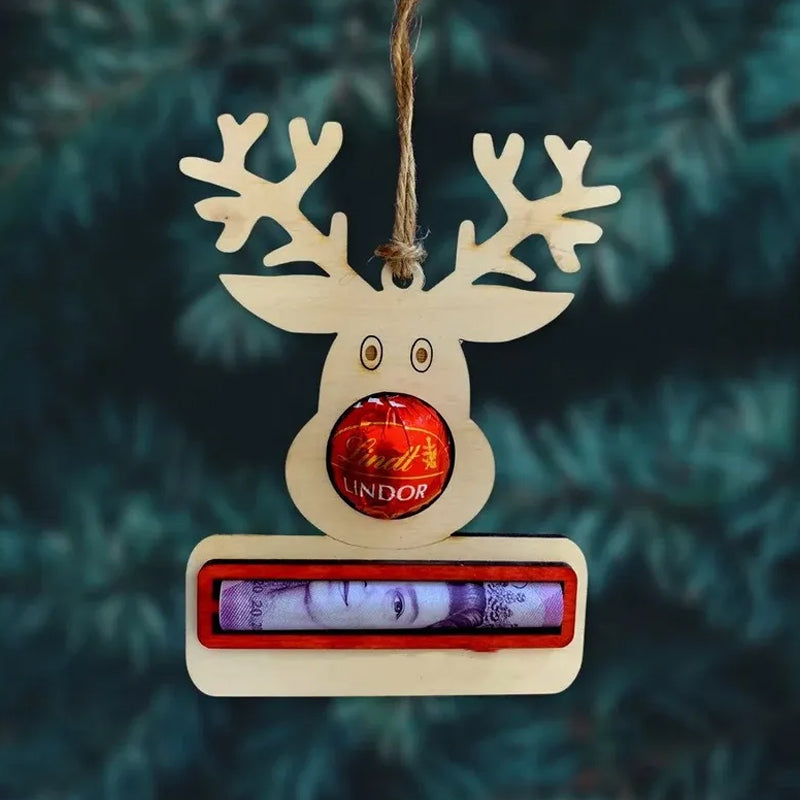Wooden Festive Holiday Money Clip Ornament - Befez