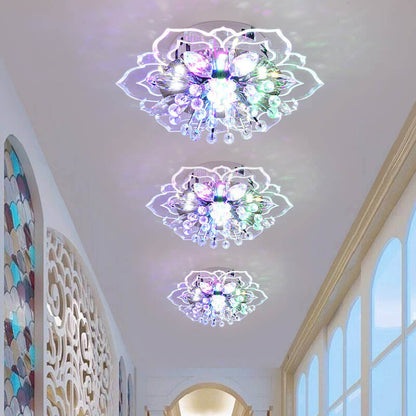 Stylish Floral LED Ceiling Lamp | Color Changing Crystal Light