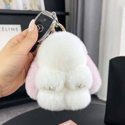 Cute Plush Bunny Pom Pom Keychain Charm