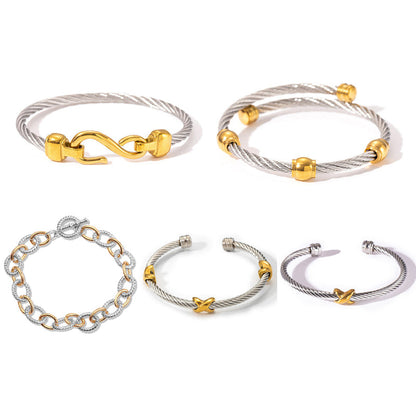 Simple Double Twist Bangle Bracelet