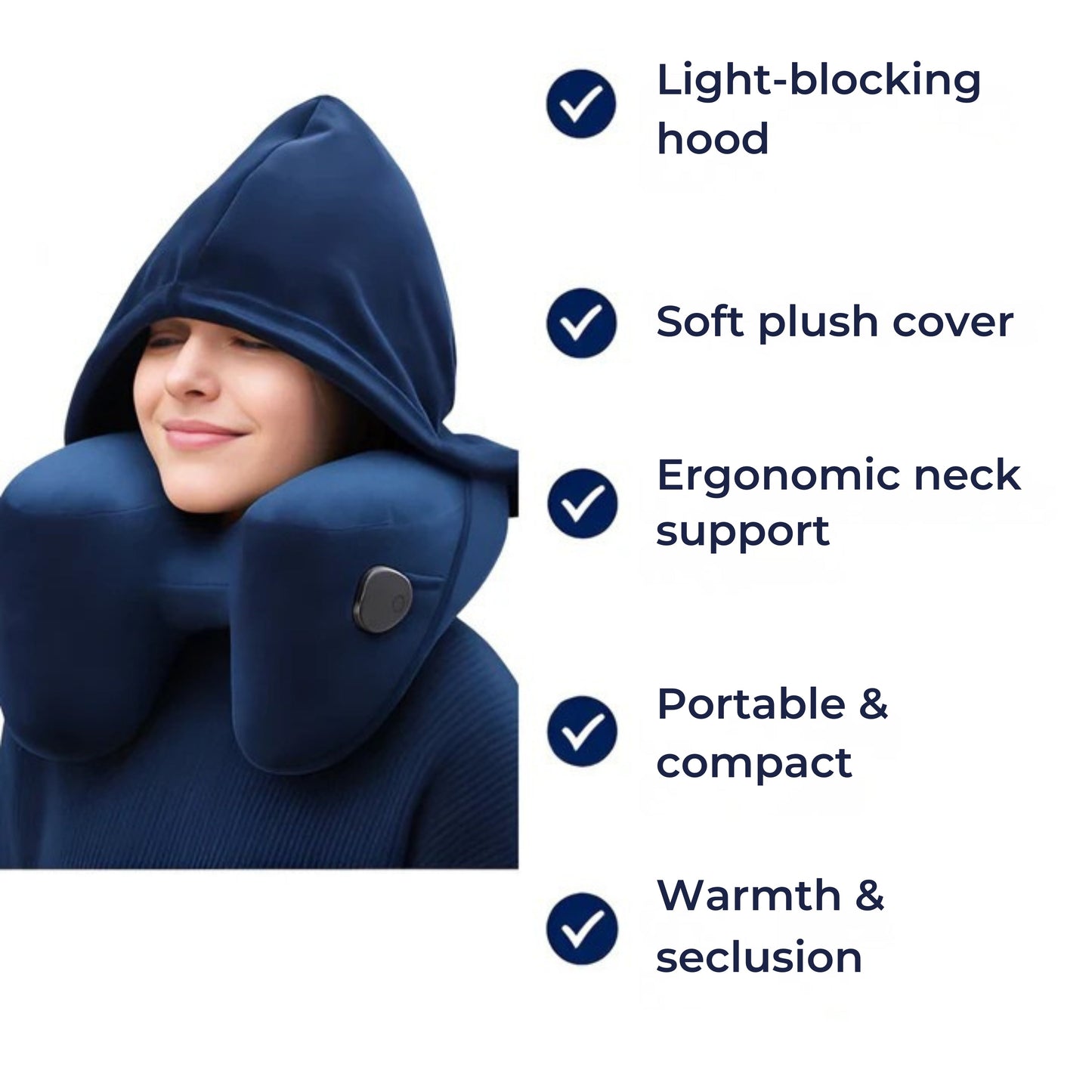 Cozy Travel Pillow with Soft Hood and Neck Support