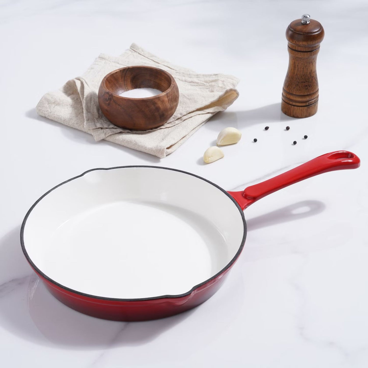 Red Glossy Cast Iron Skillet - Befez