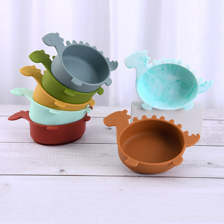 Soft Silicone Baby Bowl - Fun Dinosaur Grip Bowl