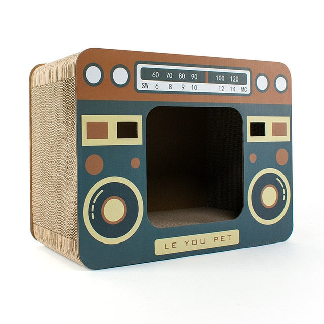Rustic Wood Cat Scratch Bed House - Befez