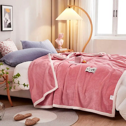 Soft Pink Plush Throw Blanket - Befez