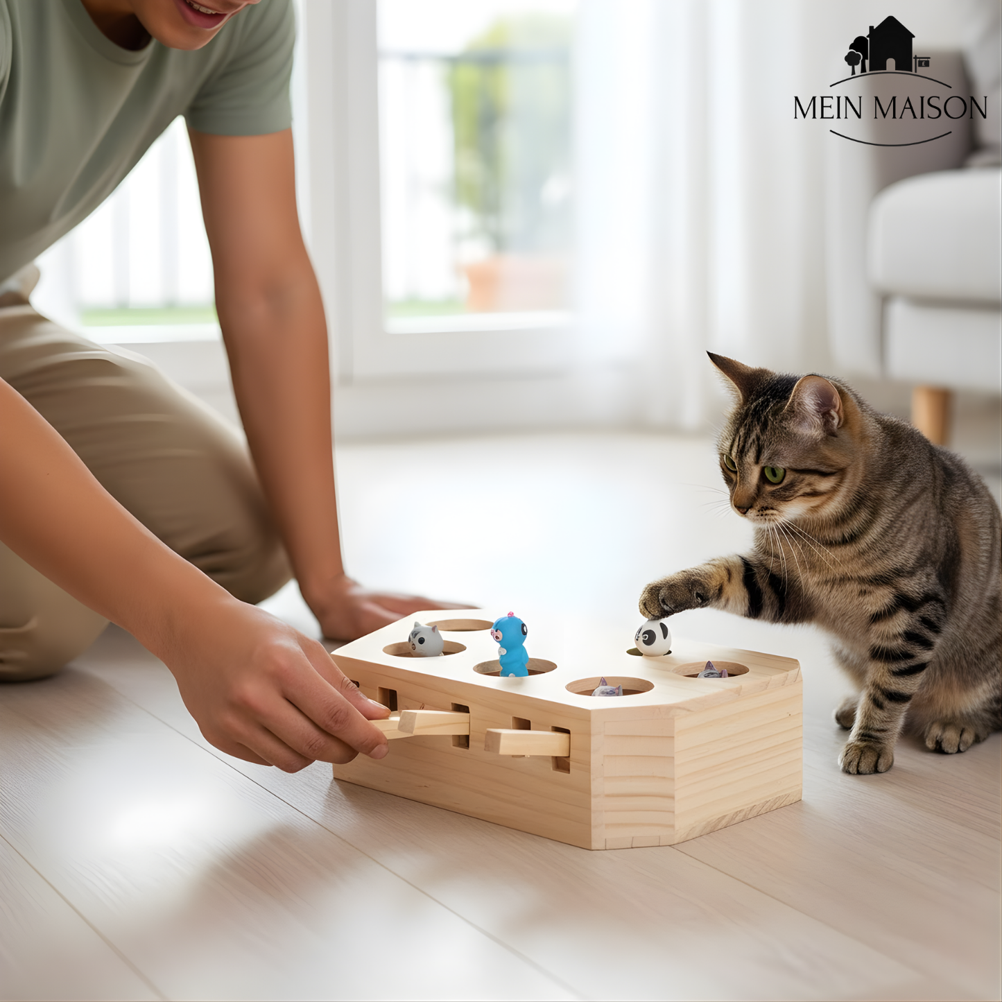 Cat Play Wooden Interactive Toy