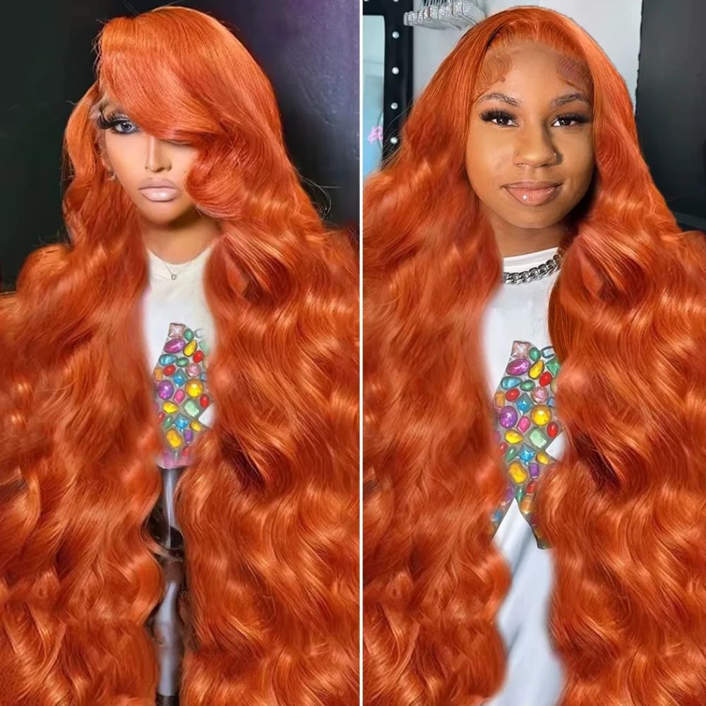 Curly Auburn Red Human Hair Lace Wig