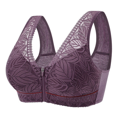 Simple Lace Bralette with Front Zip Closure