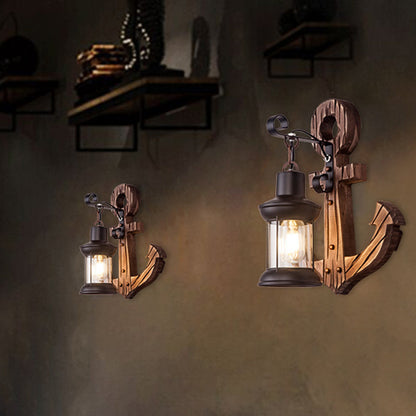 Coastal Wooden Nautical Wall Light Lantern