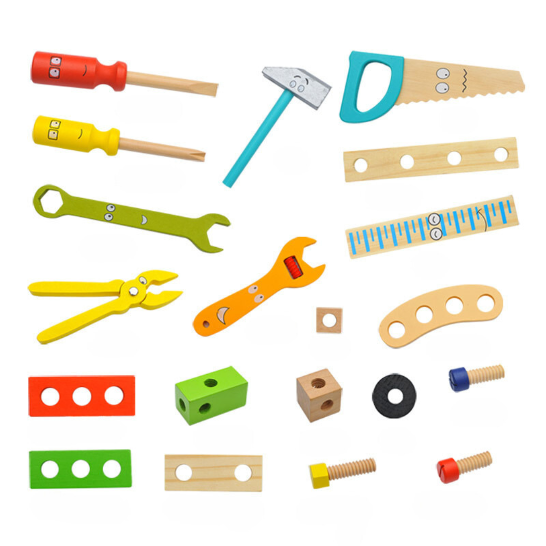 Kids Wooden Toy Toolbox Set