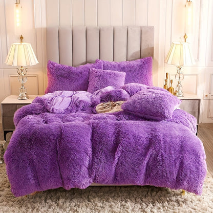Cozy Soft Plush Duvet Cover Set with Zipper