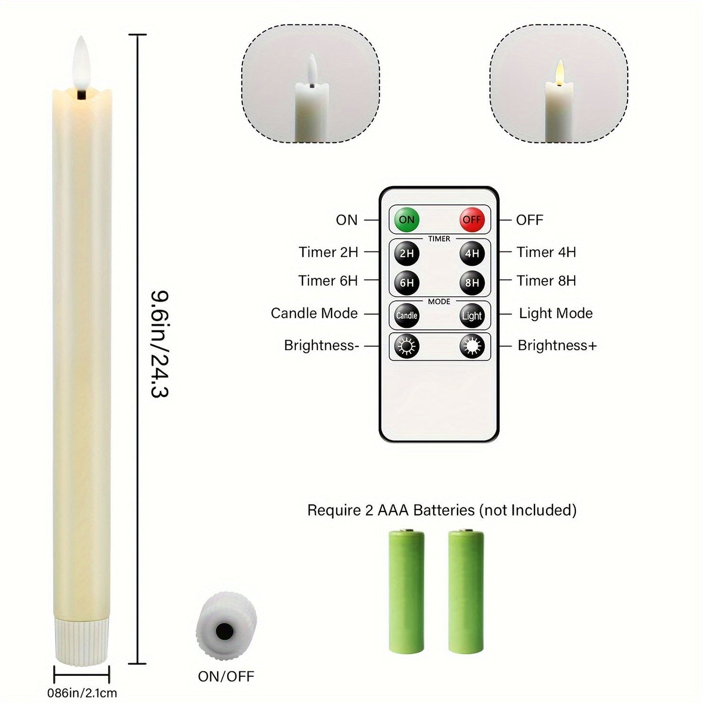 Warm LED Flicker Cone Candles
