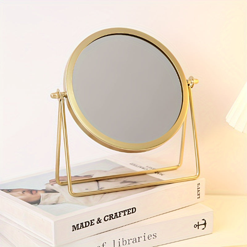 Classic Round Makeup Mirror with Metal Stand