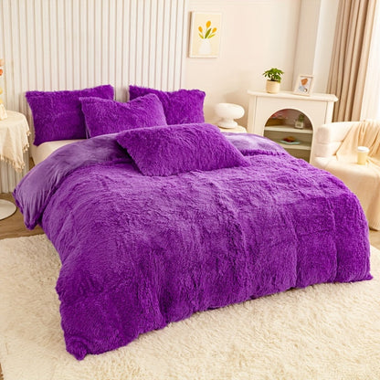 Cozy Soft Plush Duvet Cover Set with Zipper