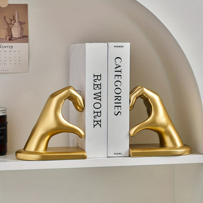 Elegant Heart Bookends in Gold Tone
