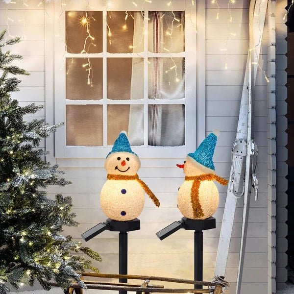 Solar Powered Outdoor Snowman Lamp