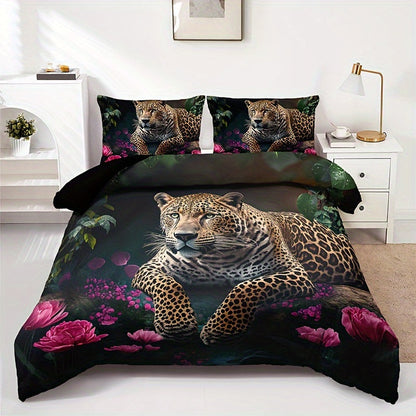 Vibrant Floral Animal Print Bedding Set