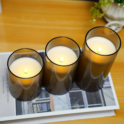 Warm Gray Flicker LED Candle with Timer