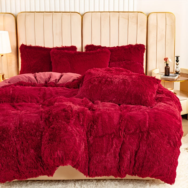 Cozy Soft Plush Duvet Cover Set with Zipper