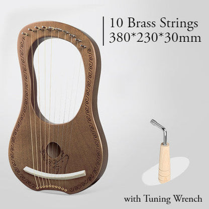 Classic Mahogany Lyre Harp with Brass Strings for All Ages