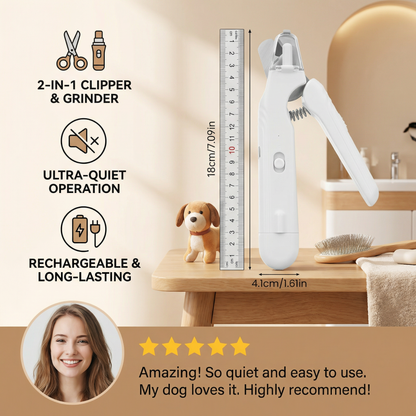 Pet Nail Trimmer & Grinder - Quiet Rechargeable Grooming Tool