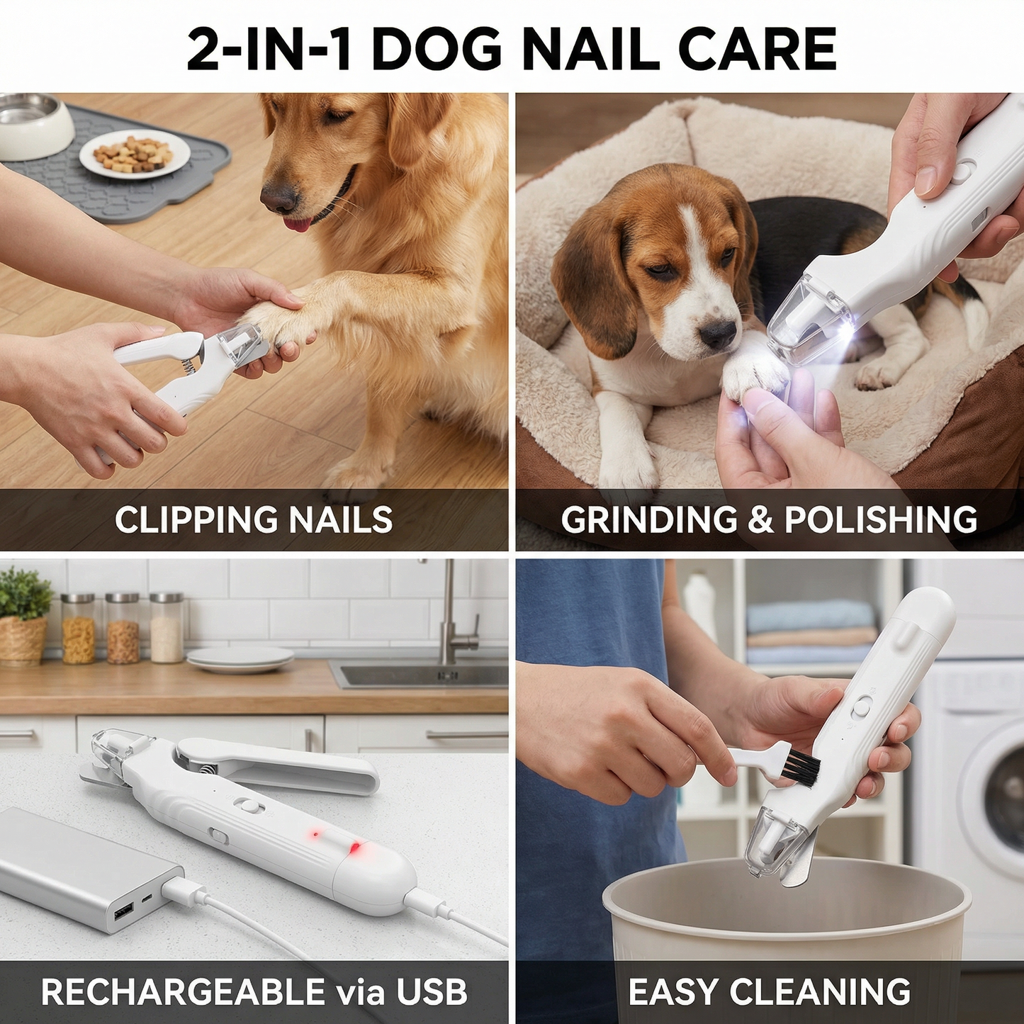Pet Nail Trimmer & Grinder - Quiet Rechargeable Grooming Tool