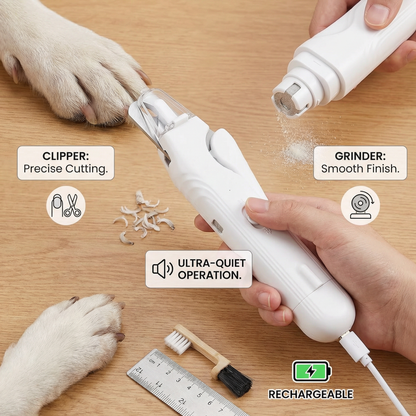 Pet Nail Trimmer & Grinder - Quiet Rechargeable Grooming Tool