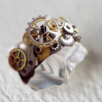 Unique Gold Tone Mechanical Unisex Ring