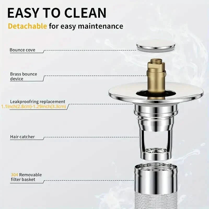 2-Pack: Easy Clean Sink Plugs with Metal Filter