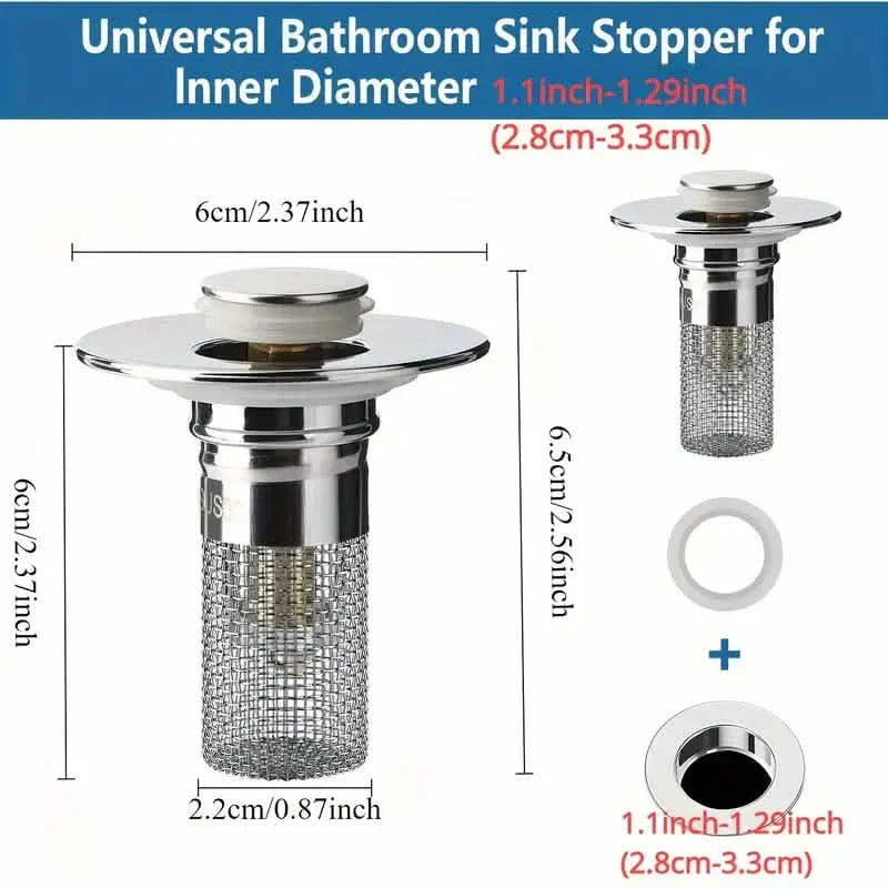 2-Pack: Easy Clean Sink Plugs with Metal Filter