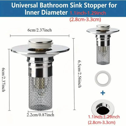 2-Pack: Easy Clean Sink Plugs with Metal Filter