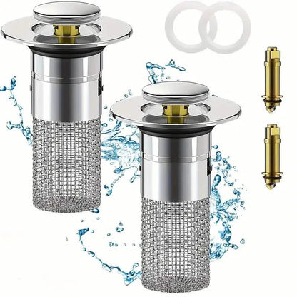 2-Pack: Easy Clean Sink Plugs with Metal Filter