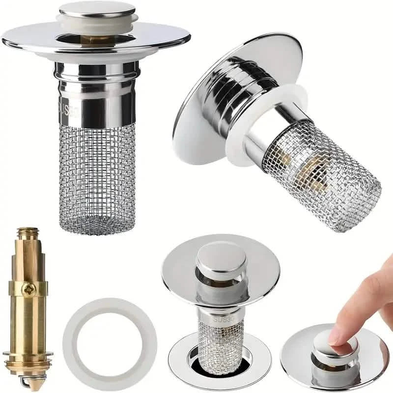 2-Pack: Easy Clean Sink Plugs with Metal Filter