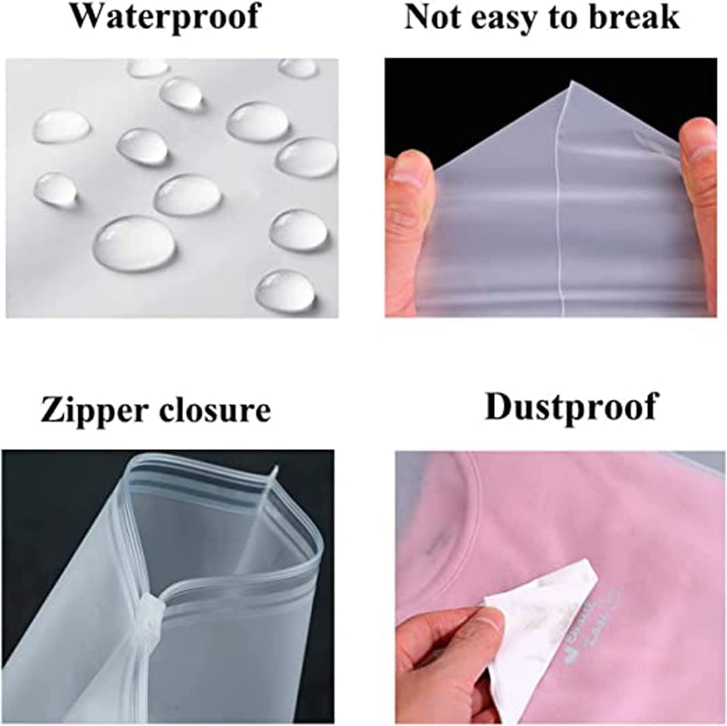 Clear Reusable Storage Bags 20-Pack Plastic Clothes Sleeves