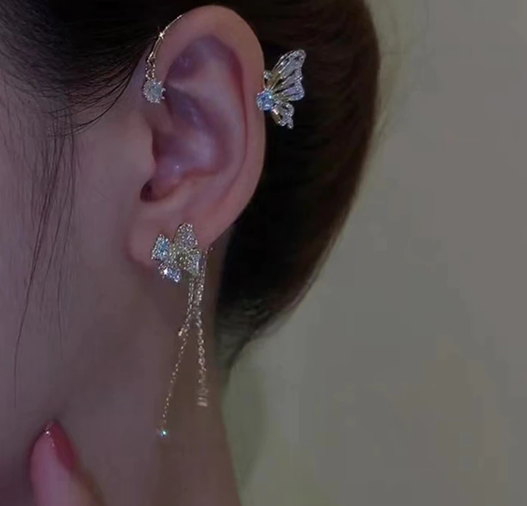 Colorful Floral Drop Earrings Clip