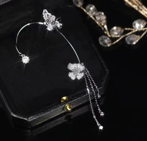 Colorful Floral Drop Earrings Clip