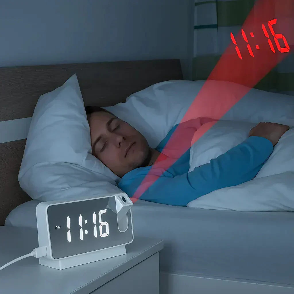 Compact LED Projection Clock with Dual Alarms - Befez