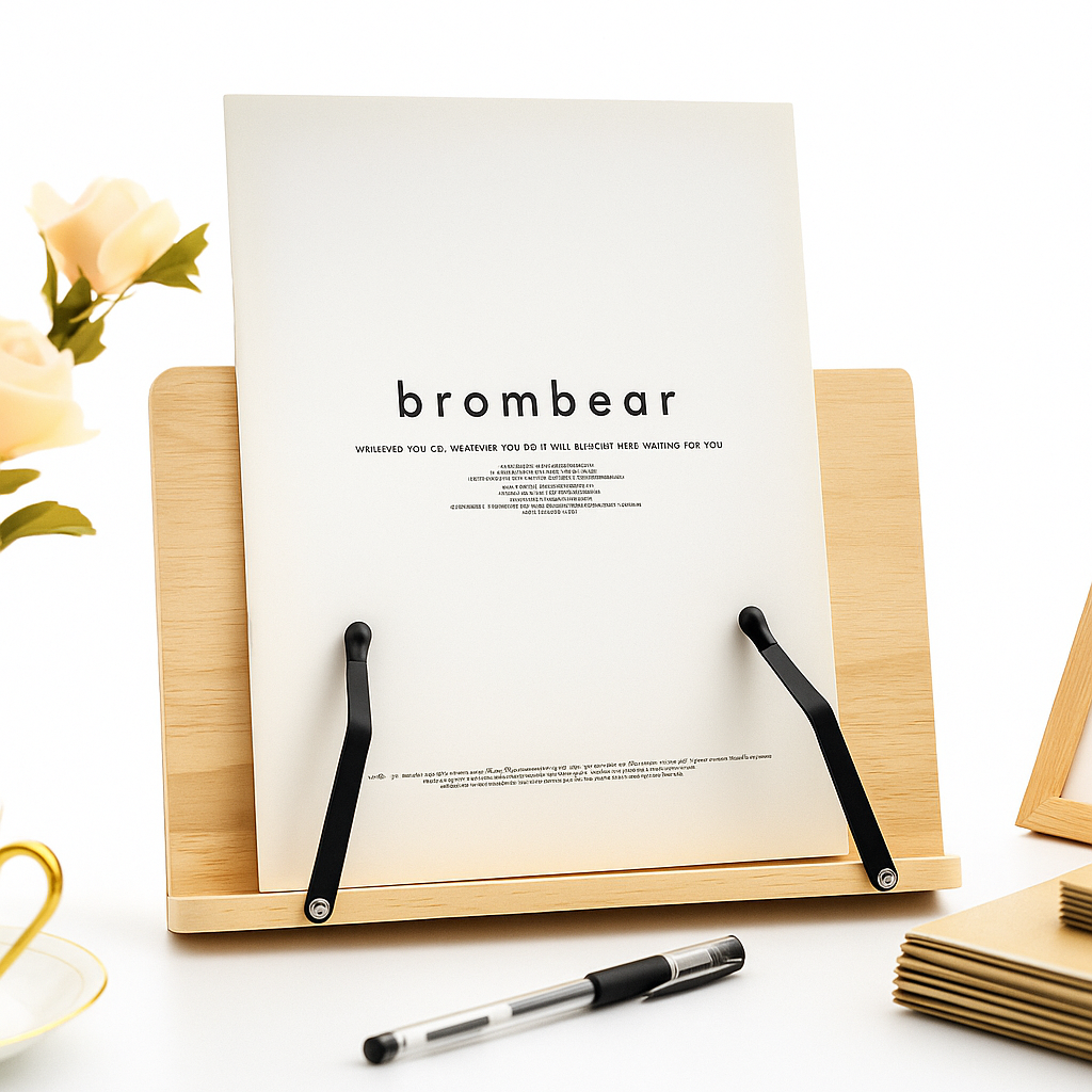 Compact Wooden Bookstand for Tablets and Cookbooks