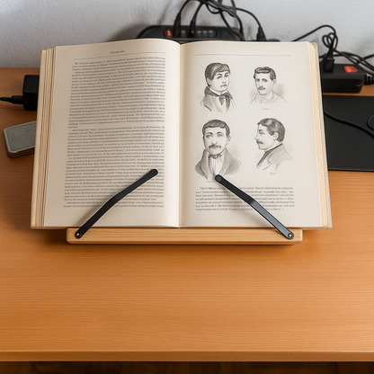 Compact Wooden Bookstand for Tablets and Cookbooks