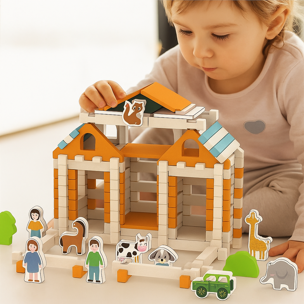 Wooden Building Blocks Set for Kids Natural Stacking Toy - Befez