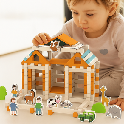 Wooden Building Blocks Set for Kids Natural Stacking Toy - Befez